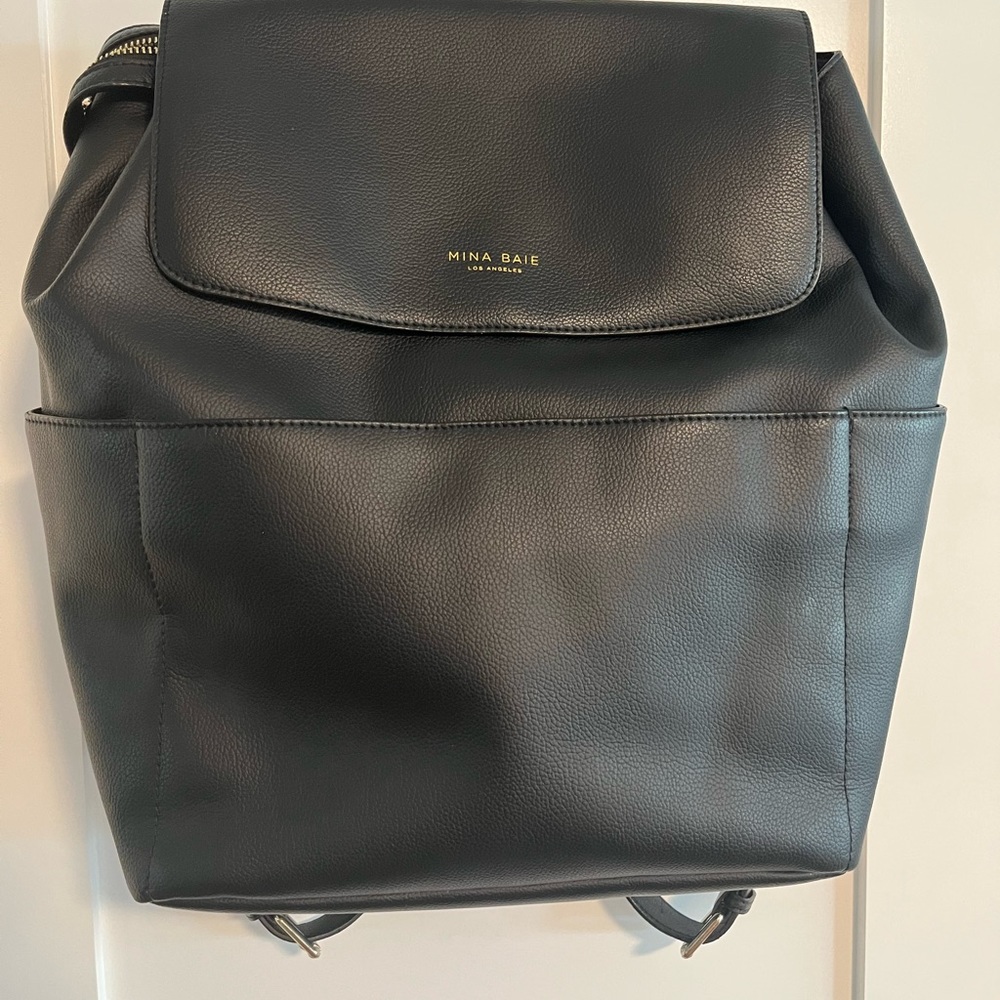 Mina Baie Kinney vegan black backpack diaper bag